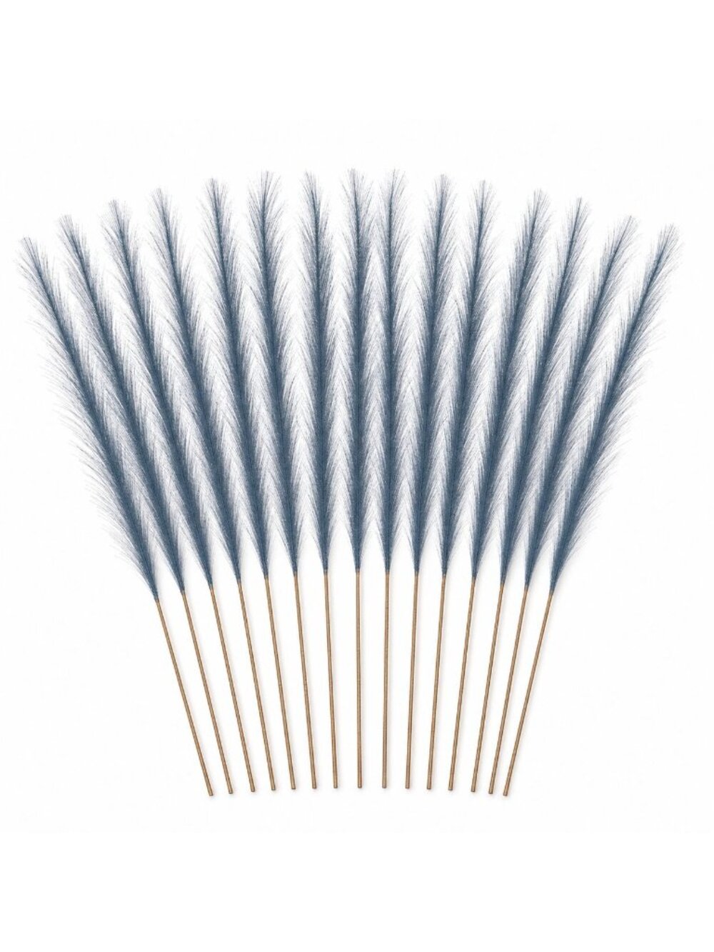 Slate Blue Faux Pampas Grass Stems, 16-Piece 31-Inch Wispy Synthetic Floor Vase